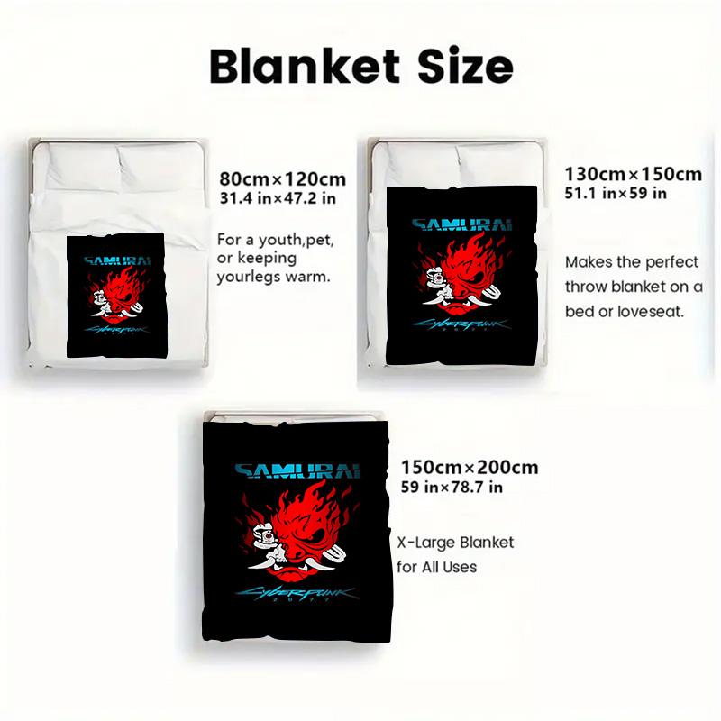SAMURAI Cyberpunk 2077 2D Flat Pattern Flannel Blanket High quality All Seasons Warmth and Comfort Perfect for Christmas Gifts.NMT0928504