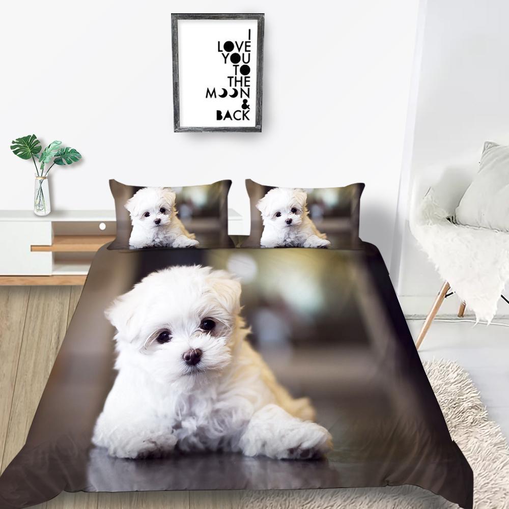 Новая мода в стиле животных, пододеяльник, 3D-принт с собаками, постельное белье, полиэстер, домашние комплекты кроватей для мальчиков и девочек, комплект постельного белья одного размера