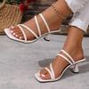 Fashion Big Square Toe Mule Sandals Women 2025 Summer Fashion High Heel Slip On Dress Shoes Woman Black Straps Gladiator Sandalias Mujer