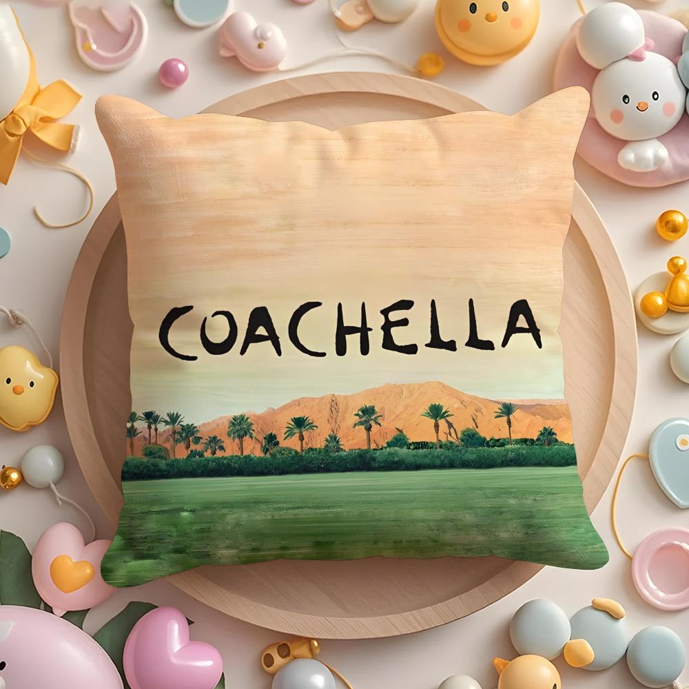 Чехол на подушку Музыкальный фестиваль Coachella Плюшевая ткань Мягкий Двусторонний Печатный Диван Теплый Зимний Домашний Подарок Наволочка