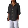 Linen Cotton Buttonup Shirt For Women With Loose Fit And Mandarin Collar For Casual Summer Wear