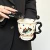 Милая кружка с мультяшным щенком в горошек, креативная керамическая кружка для воды с крышкой и ложкой, высококачественный подарок на день рождения для девочек