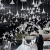 Lily Flower Ceiling Decor: Romantic White Crystal Arrangement for Weddings