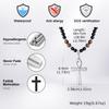 Fashion Stainless Steel Anka Cross Pendant Necklace, Natural Tiger Eye Stone Beaded Chain Necklace, Trendy Punk Jewelry for Men