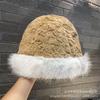 Autumn and winter ladies bucket hat warm premium down cotton simple plush edge soft warm bucket hat