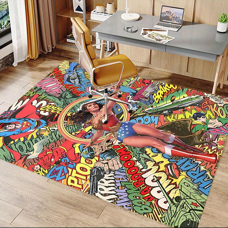Wonder Woman Comic Book Carpet For Playroom Bedroom Living Room Sofa Home Decorkids Game Area Rug Nonslip Floor Mat