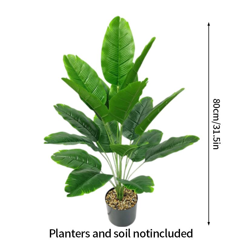 Большие листья тропических пальмовых растений, настоящие на ощупь, искусственные листья больших банановых растений, букет из веток зеленых растений, декор для дома и сада