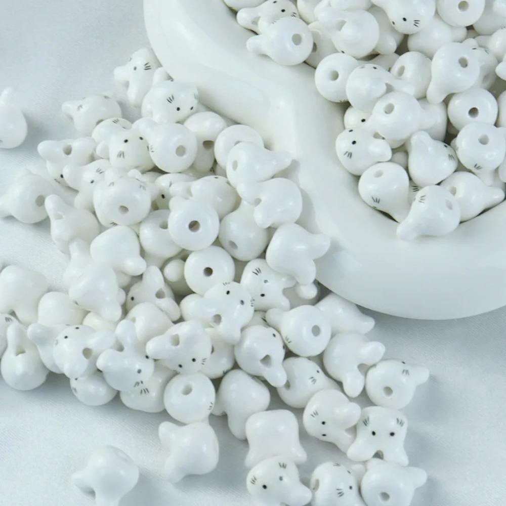 10Pcs Ceramic Colorful Chinchillas Ceramic Beads Rabbit Rabbit Shape Porcelain Bead Jewelry Making