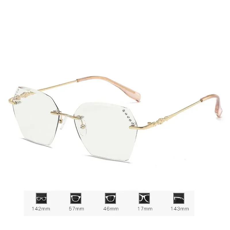 Женские очки для близорукости с бриллиантовой огранкой, меняющие цвет, роскошные безободковые квадратные очки для близи, готовые фотохромные солнцезащитные очки