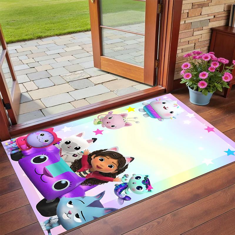Anti‑Slip Crystal Velvet Floor Rug, Gabby's Dollhouse Design Carpet for Indoor Living Bedroom Home Decoration