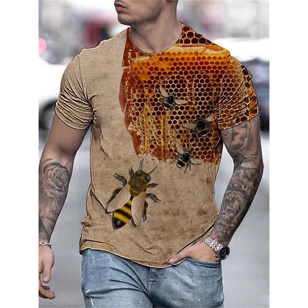 Men's T-Shirts 3d Print Cute Bee Pattern Tops Tees New In Summer Women Kids Streetwear Fashion Oversized T Shirt Men Clothing