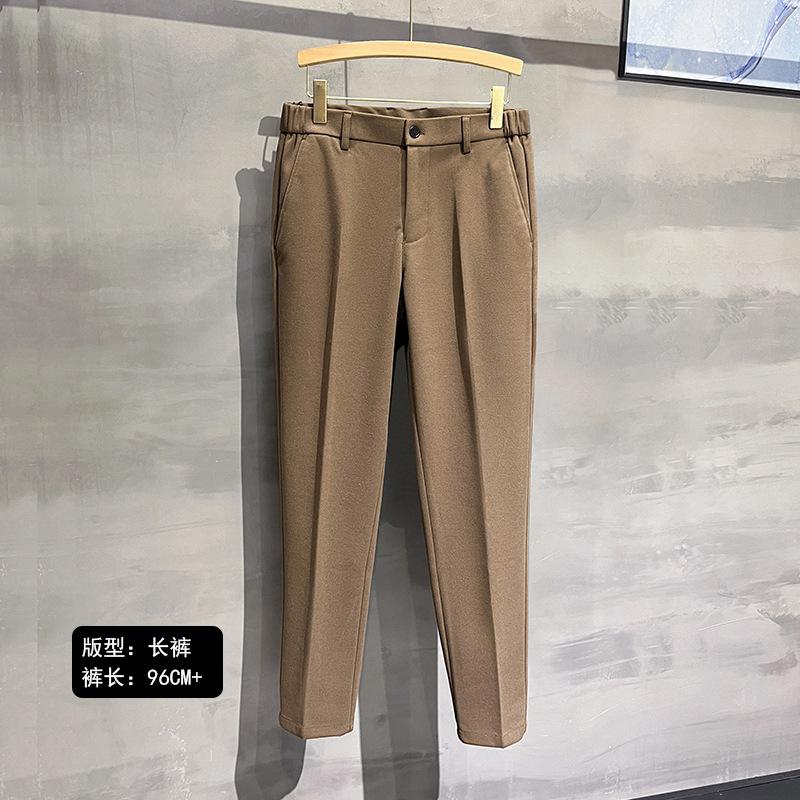 Осень и зима новые мужские брюки деловые повседневные мужские прямые зауженные брюки длинные брюки универсальный однотонный синий мужская одежда