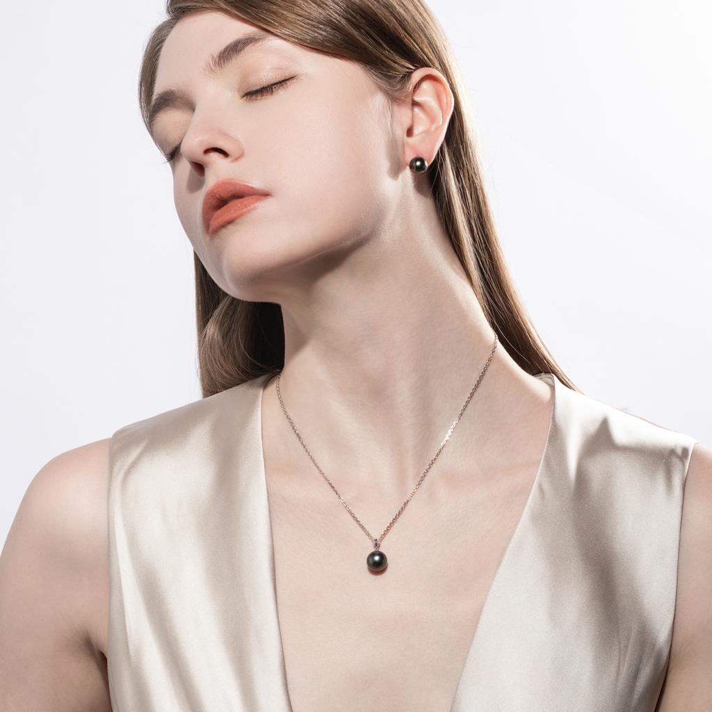 AnuJewel 18K белое золото 9-13 мм натуральный таитянский черный жемчуг муассанит кулон ожерелье серебряная цепочка морской жемчуг оптом