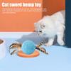 Cat Sisal Scratching Ball Toy Interactive Anti-Bite Sounding Toy Cat Scratcher Sisal Ball with Feather Pet Supplies for Kitten Teeth Cleaning