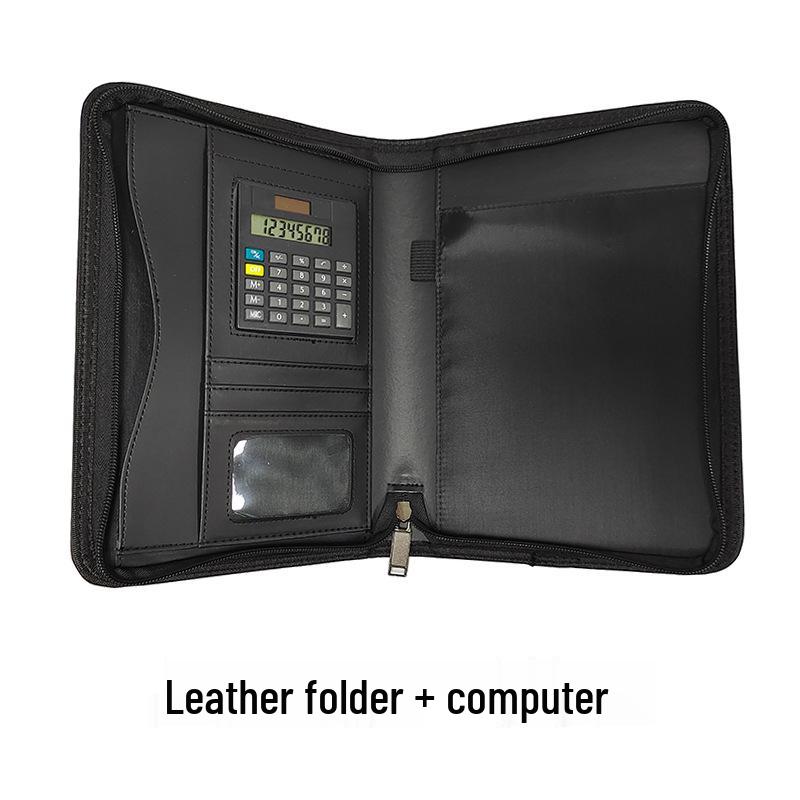 Современная многофункциональная PU бизнес-папка формата А5 на молнии, с калькулятором и зажимом для документов менеджера по продажам, готовая к нанесению логотипа