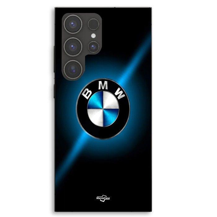 Чехол для телефона - MANIACASE - Samsung Galaxy S23 Ultra - Силикон TPU - Логотип BMW - Черный и ярко-синий