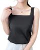 Satin Square Hidden Tank Layering Top [CALM.st] Women's Camisole, Neck, Straps, Top, (JP, Alphabet, L, Black)