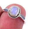 Natural Rainbow Moonstone Gemstone Handmade 925 Solid Silver Ring Size 6 H8p28