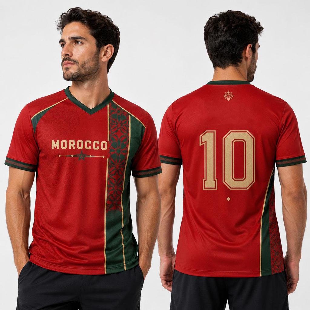 Moroccan Football Jersey 3D Printed Quick-drying Short-sleeved T-shirt for Men Women Streetwear Sports Shirt Training Suit Y2k