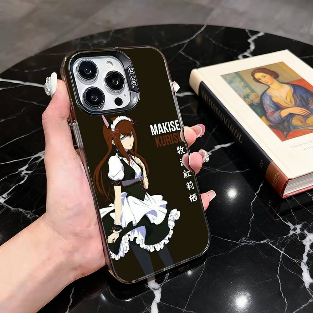 Чехол для телефона K-Kurisu M-STEINS GATE Makise-es Для iPhone 17,16,15,14,13,12,11 Plus,Pro Max,XS,Цветной Серебряный Покрытый Внутренний Чехол