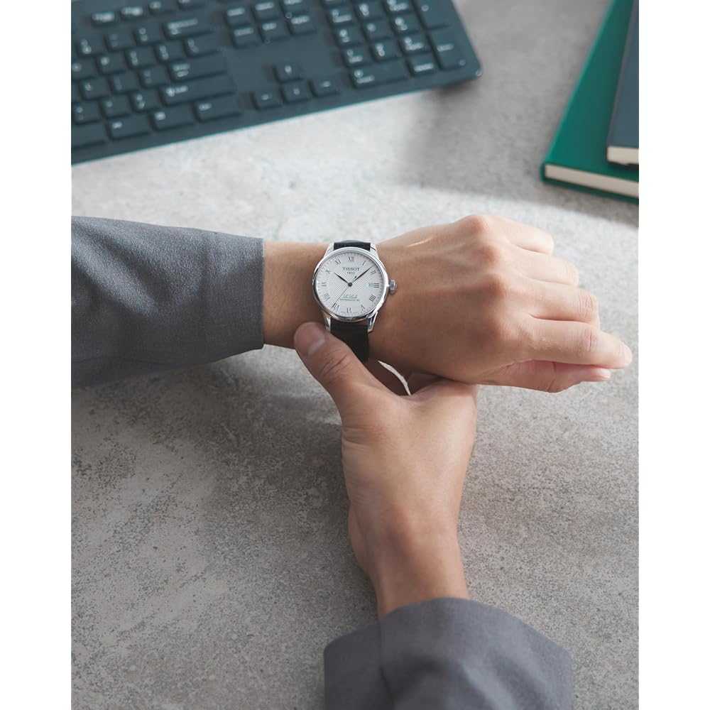 Мужские часы Tissot Le Locle Automatic Powermatic 80 с серебристым циферблатом и кожаным ремешком, модель T0064071603300 (Официально импортировано)