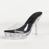12CMSquare Toe Crystal Slippers, Transparent Chunky Heel Non-slip Slides, 2026 Sexy Wedding Car Model Nightclub ShoesLDF-19876-7