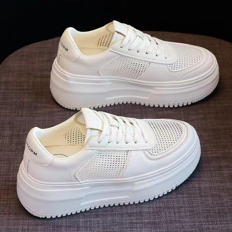 Casual Mesh Surface Breathable Flat Heel Little White Shoes 2024new Fashion Simple All-match White Board Shoes Female Summertime