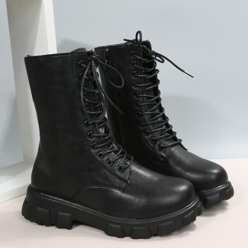 Осень и зима 2024, новые женские ботинки martin в корейском стиле, модные ботинки с круглой толстой подошвой, женские мотоциклетные ботинки в британском стиле