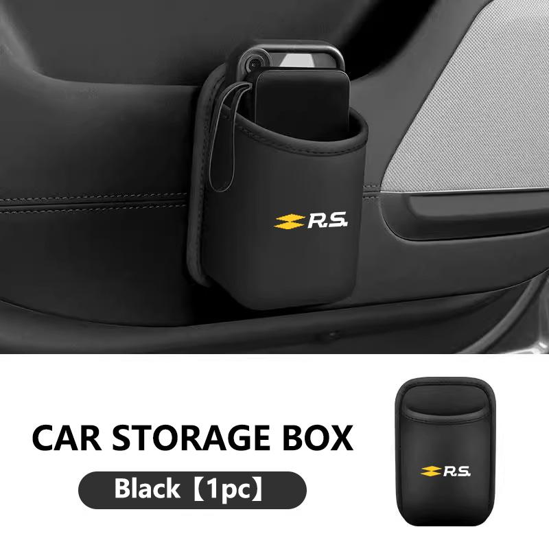 Car Door Wall Mounted Storage PU Logo Storage Hang Pocket For Renault RS Line Clio Megane 3 Scenic Laguna Logan Kangoo Sandero T111