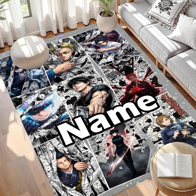 Custom Name Personalized Jujutsu Kaisen Print Carpet, Versatile Home Decor Rug, for Playroom, Apartment, Balcony, Entryway, Hallway Gift