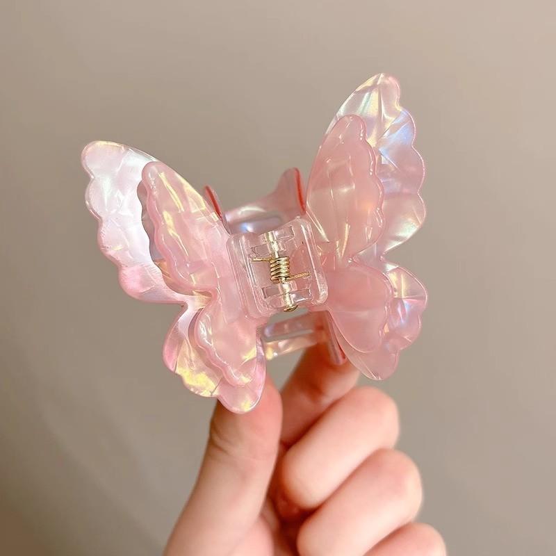 Colorful Butterfly Hair Clip for Women Sweet Flower Frangipani Hair Claw Clips Acetic Acid Hair Accessories Ponytail