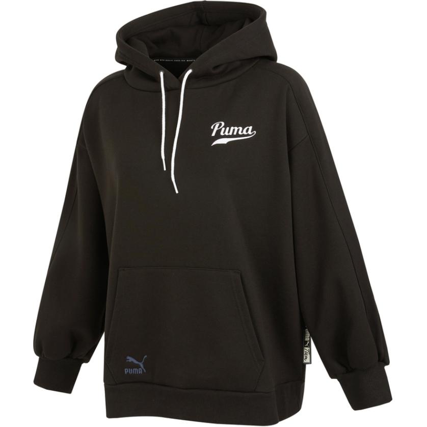 Puma Толстовка с капюшоном из флиса с принтом логотипа и буквами, женская толстовка с капюшоном, черная 536184-01