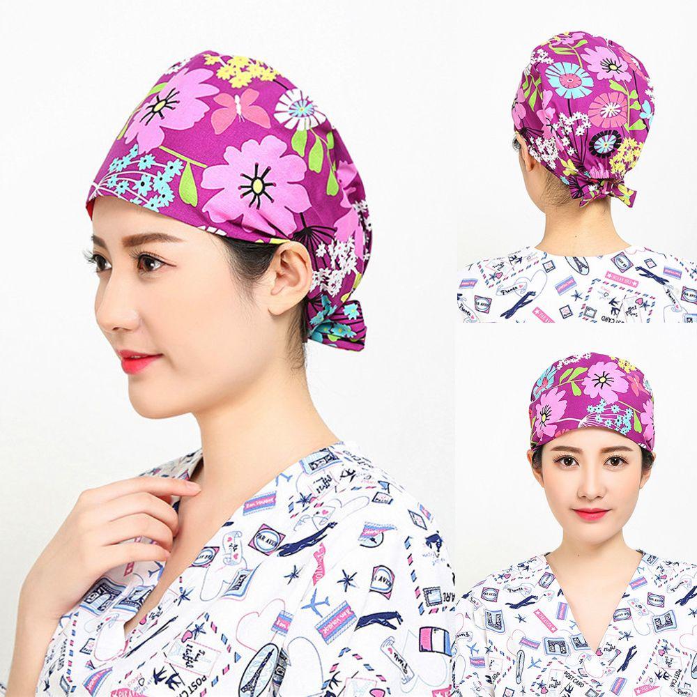 Эластичные круглые мужские и женские хирургические шапочки чистого цвета, хлопковые шапки с пышной шляпой