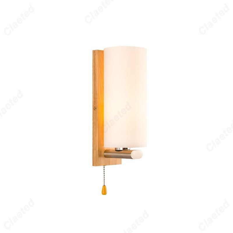 LED Glass Lampshade E27 Wooden Wall Lamp Bedroom Bedside Wall Lamp Home Living Room Bedroom Hallway Balcony Lighting Fixture
