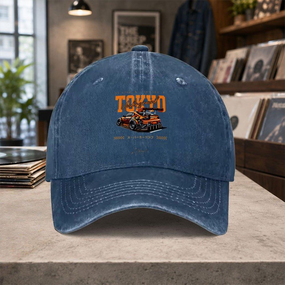 Tokyo Racing Distressed Baseball Cap Unisex Adjustable Vintage Hat for Unisex Women Outdoor Daily Wear