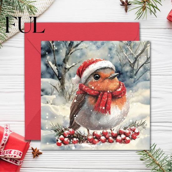 Watercolor Festive Note Cards 24Pcs Christmas Card Set with Envelopes, Hand Painted Animal Holiday Greeting Cards, Party Favor Highland Cow
