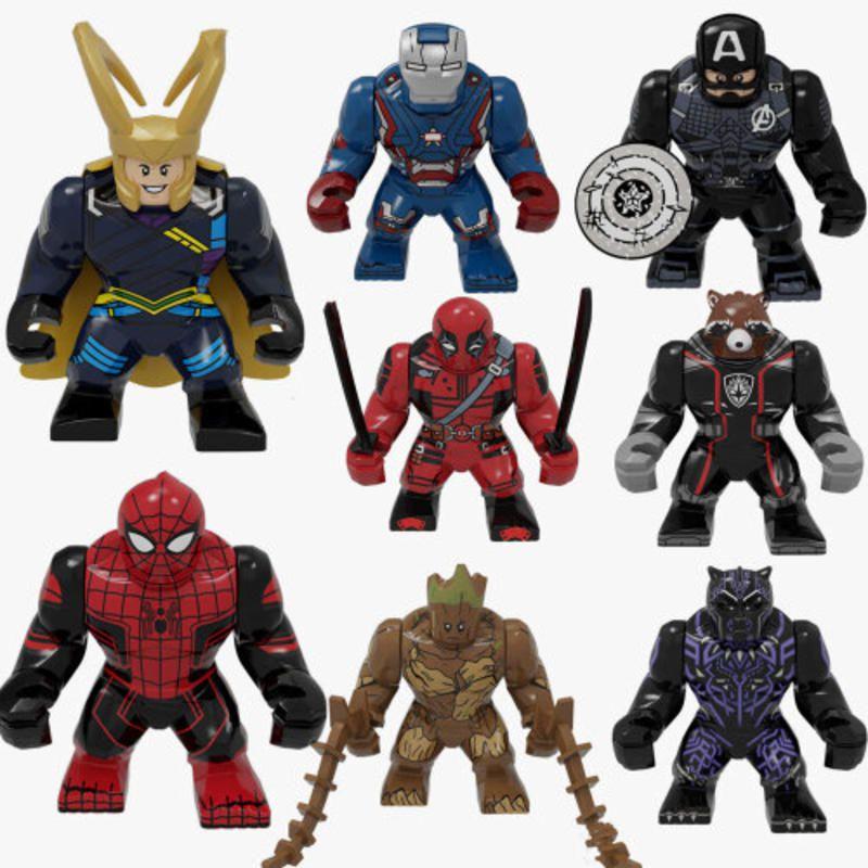 Marvel Супергерои Железный Человек Локи Грут Строительные блоки Большие фигурки Игрушки Набор для самостоятельной сборки