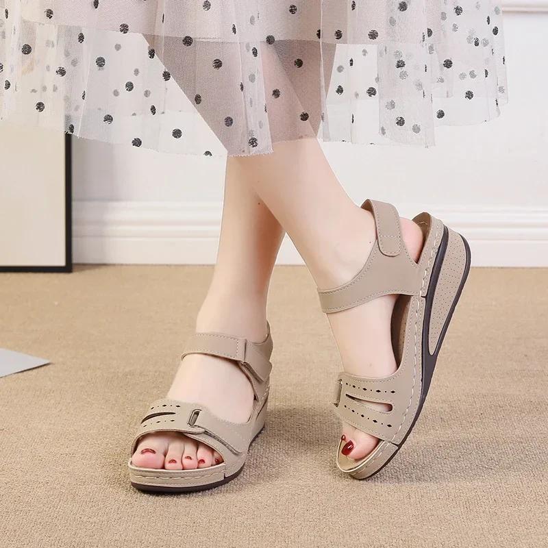 Модные женские сандалии, новые летние женские туфли ручной работы, кожаные дышащие сандалии, женские туфли на плоской подошве в стиле ретро, индивидуальные сандалии с поддержкой