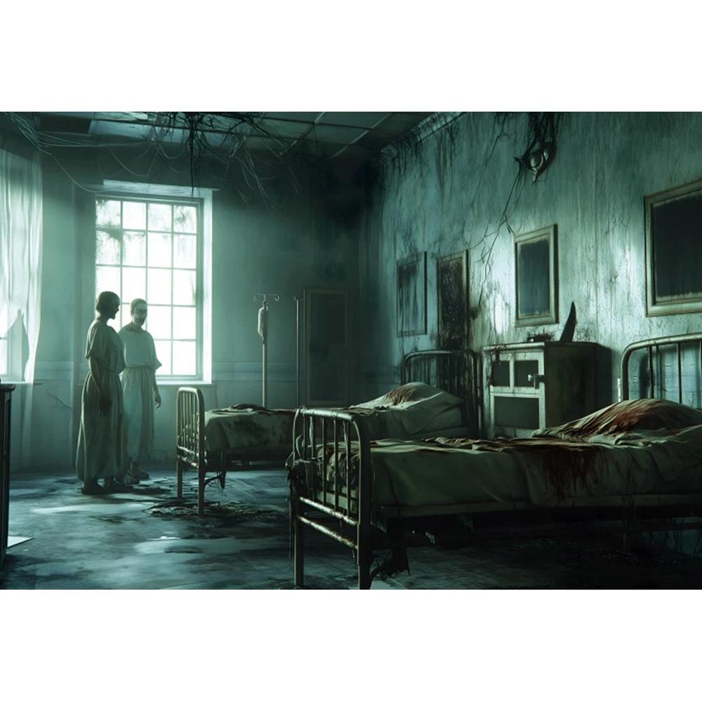 Horror Halloween Decorations Backgrounds for Photographs Abandoned Hospital Ruin Ghost Zombies Scene Backdrop Spooky Party Decor