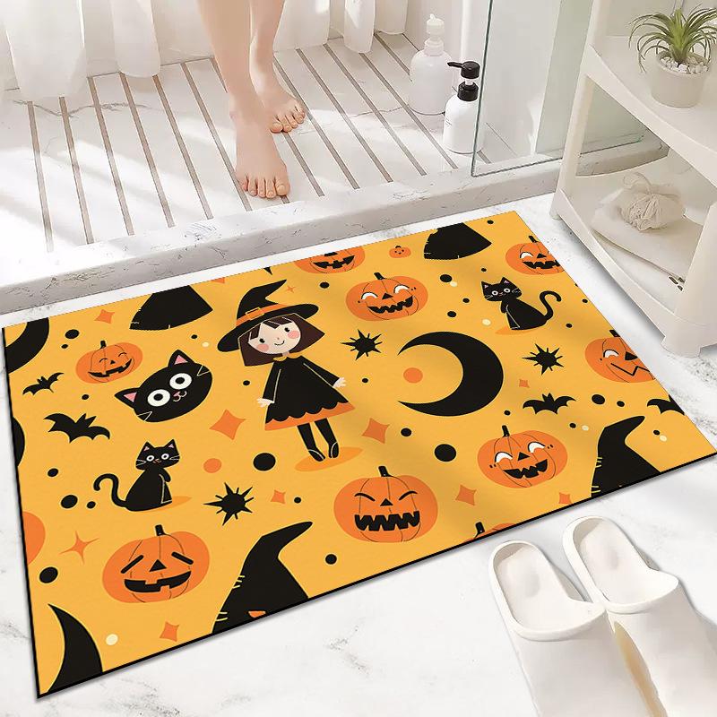 Европейский и американский декоративный коврик для пола на Хэллоуин, коврик для входной двери, коврик для входной двери с изображением тыквы и ведьмы