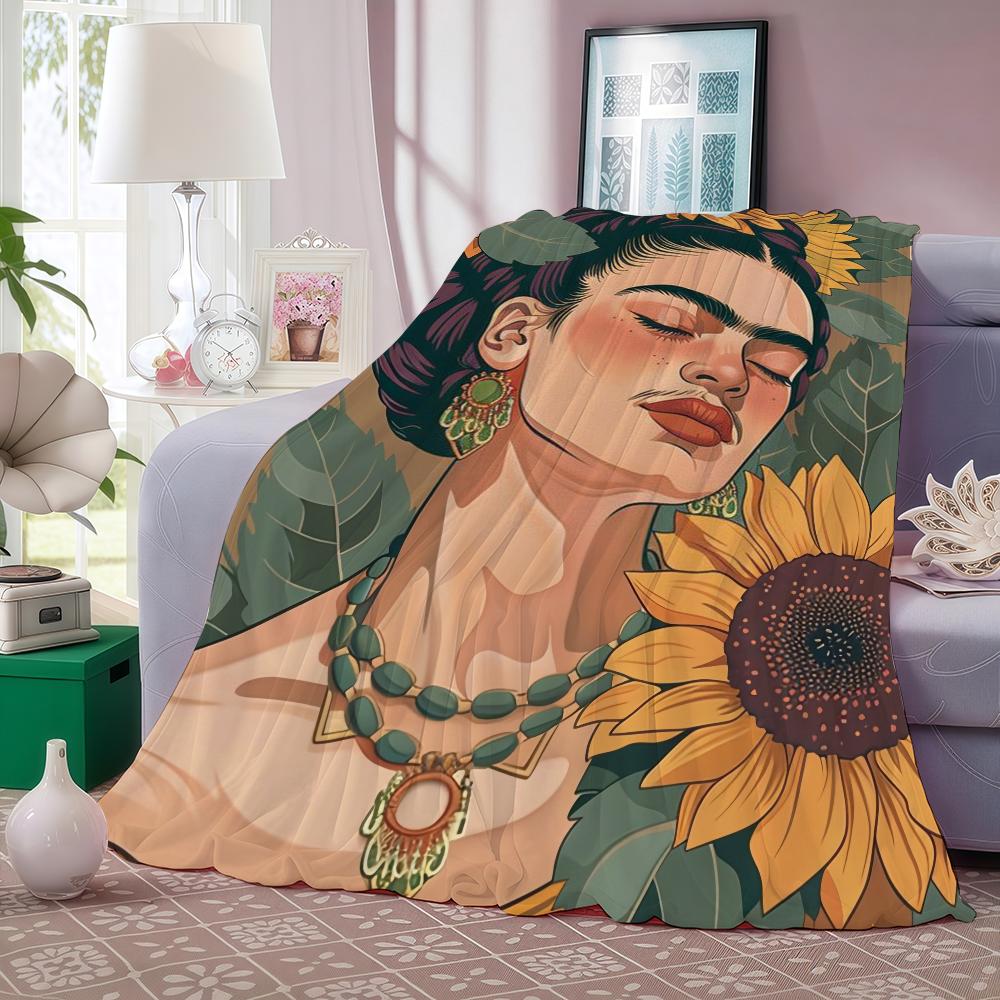 F-Frida K-Kahlo Art Blanket Warm And Soft Suitable For Bedroom Living Room Sofa Bed Office Travel Camping