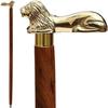 Wooden Walking Stick - Wood Cane with Lion Brass Handle - Decorative 94.5 Cm Walking Sticks and Canes