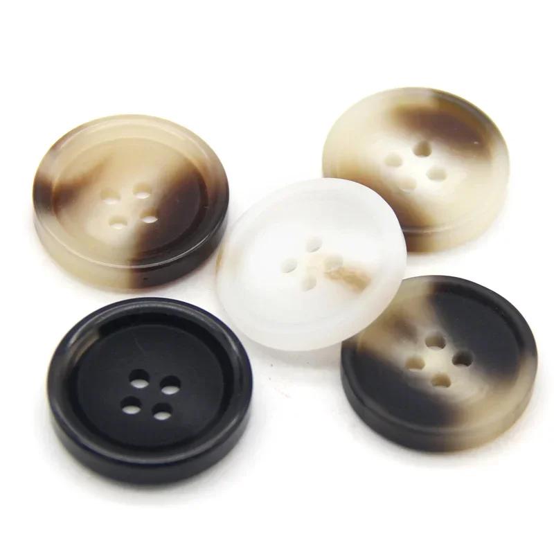 30Mm Large Resin Imitation Horn Pattern Buttons For Clothes Men Suit Coat Handmade Black Decorative Sewing Accessories Wholesale