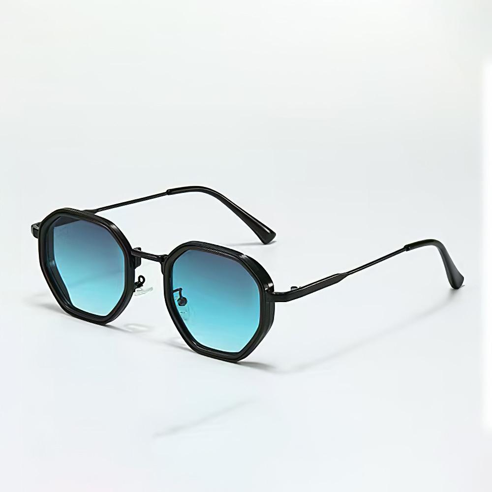 New In Vintage Sunglasses For Women Modern Fashionable Octagonal Glasses With Black Lenses Golden Edging Sun Glasses