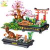 Cherry Flowers Pine Tree Potted Plant MOC Building Blocks City Bricks Construction Children Toy Home Decoration