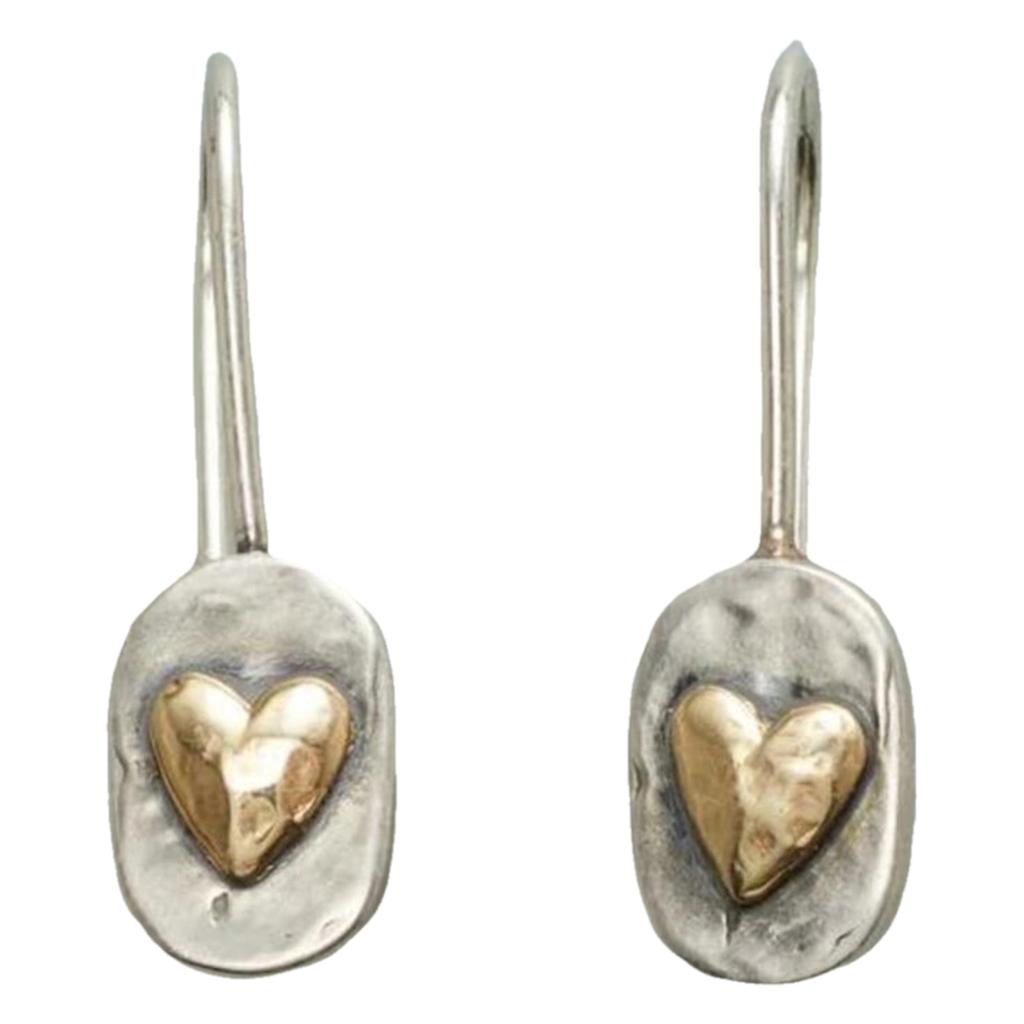 YOYO Women's Heart-Shaped Earrings - White Golden-Plated Bohemian Retro Oval Frame with Glossy Finish, Dark Night Romantic Jewelry for Everyday & Part