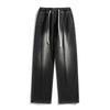 New Winter Style Plus Velvet Grinded White Grey Old Jeans Men's Loose Straight Thickened Wide-leg Pants