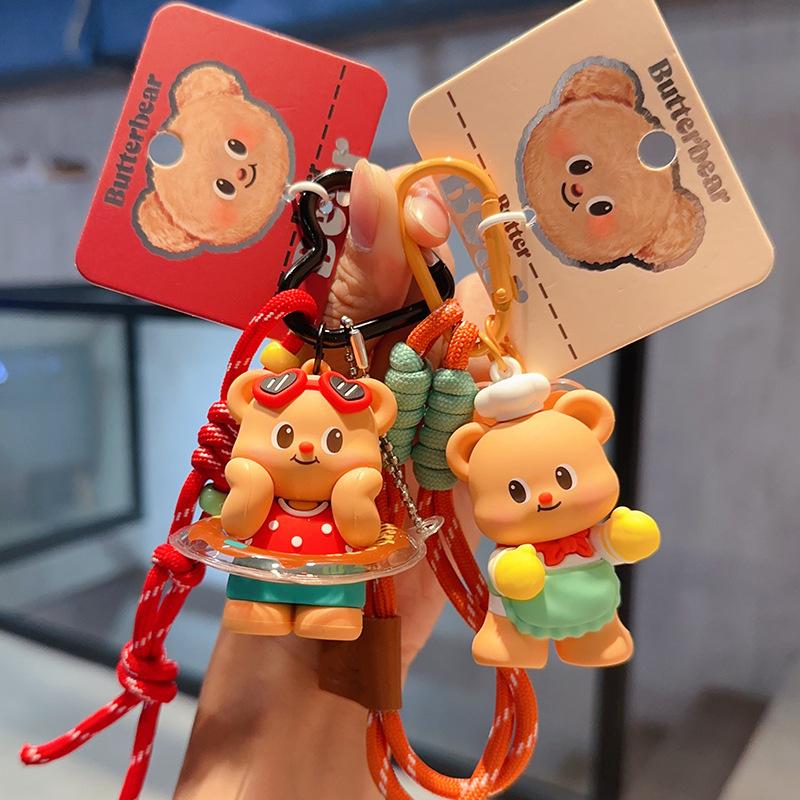 Милый брелок для ключей Butterbear, сумка, подвеска, аксессуары, милый мультяшный брелок для автомобиля Butter Bear