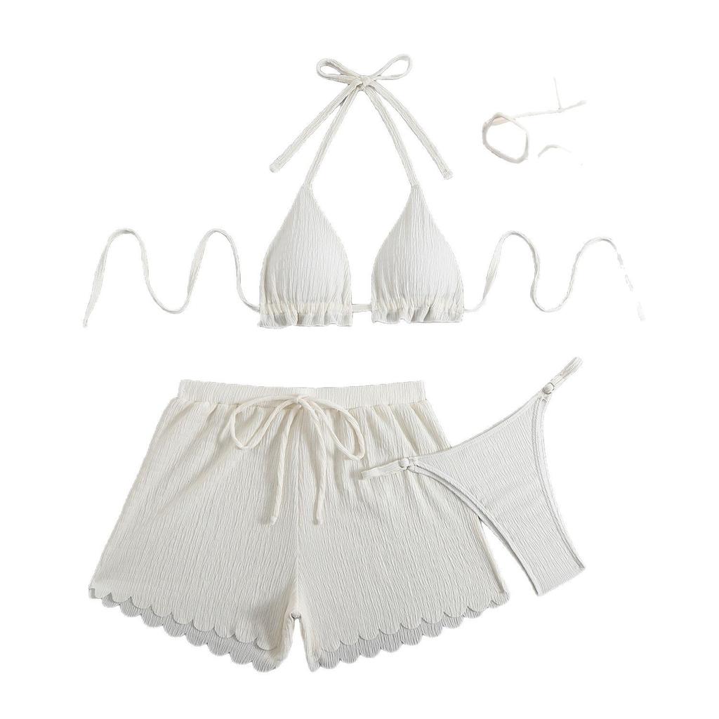 European and American swimsuits women's new sexy neck strap bikini three-piece swimsuit
