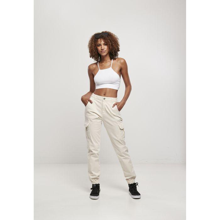 Pantalon cargo femme - Urban Classics - Taille haute - Couleur beige - Confort optimal - Poches cargo